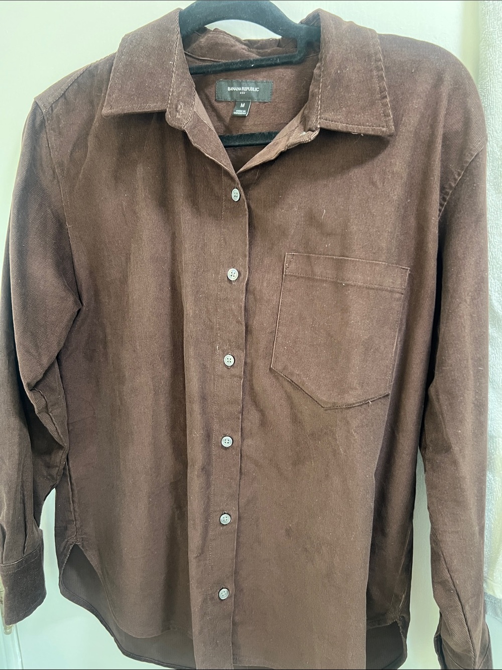 Banana Republic Men’s Dark Brown Corduroy Button-Down Shirt